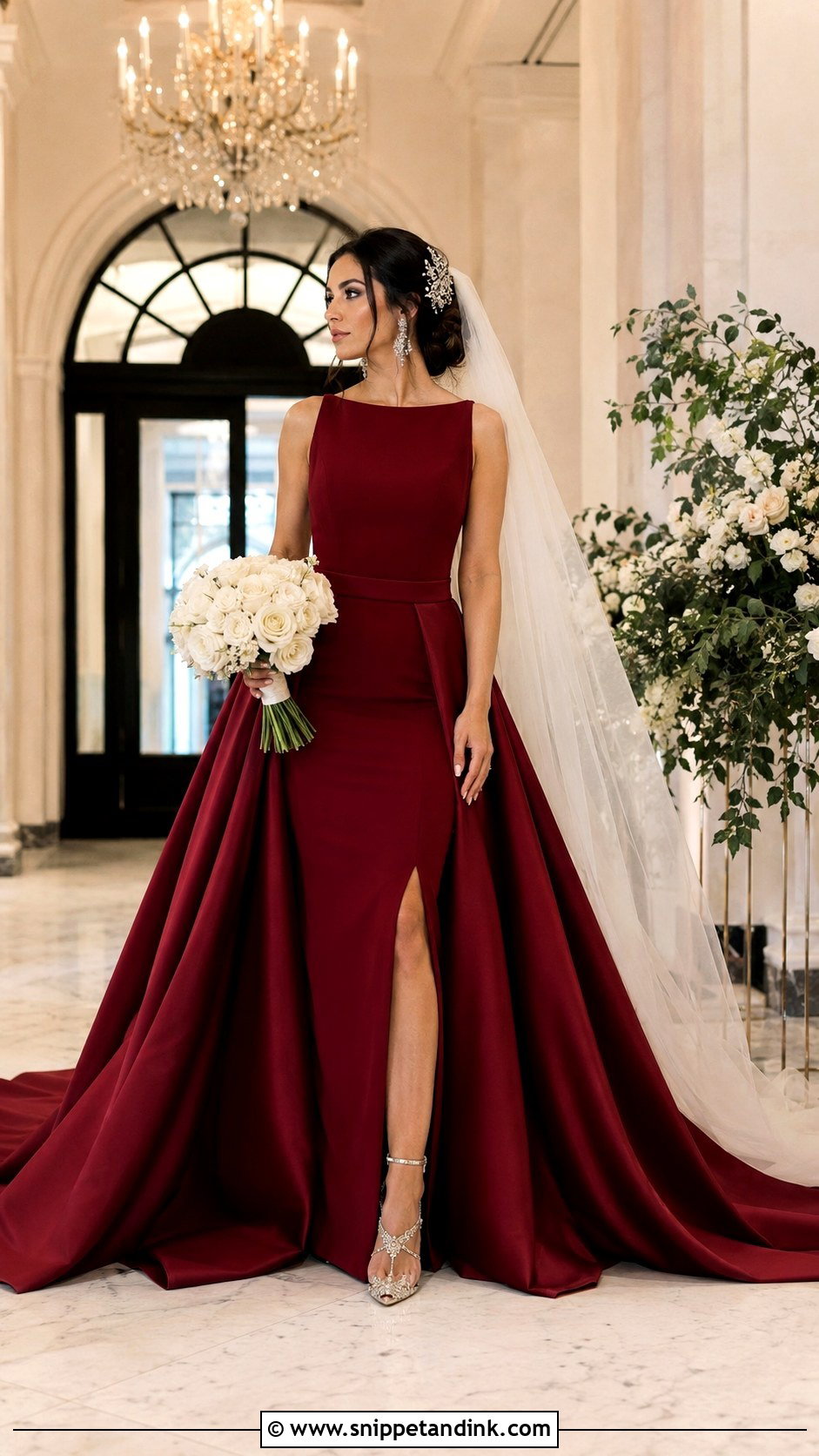 Garnet Wedding Dress With Detachable Overskirt - Snippet and Ink - 20 Garnet Wedding Dress Ideas