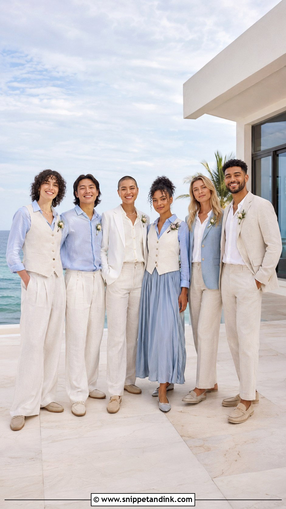 Gender Neutral Beach Wedding Party Attire - Snippet and Ink - 20 Beach Wedding Party Attire Ideas