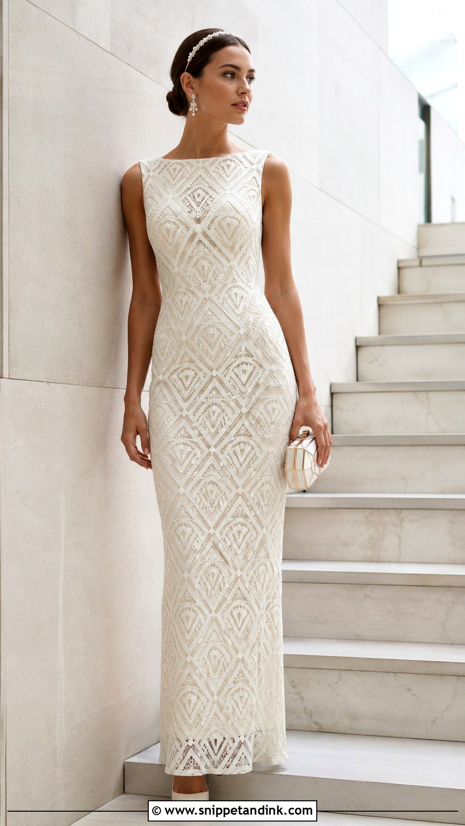 Geometric Lace Wedding Dress - Snippet and Ink - 20 Roaring 20s Wedding Dress Ideas