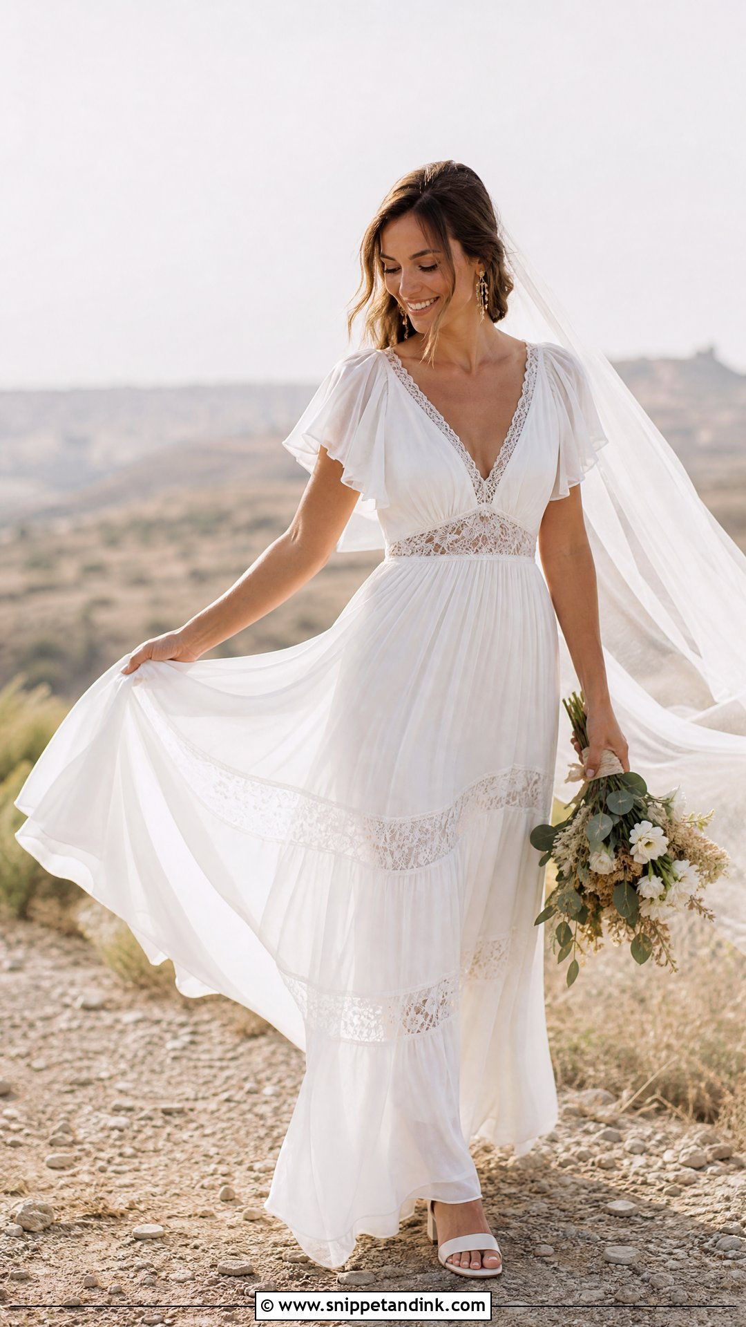 Georgette Boho Wedding Dress - Snippet and Ink - 20 Wedding Dress Material Fabrics Ideas