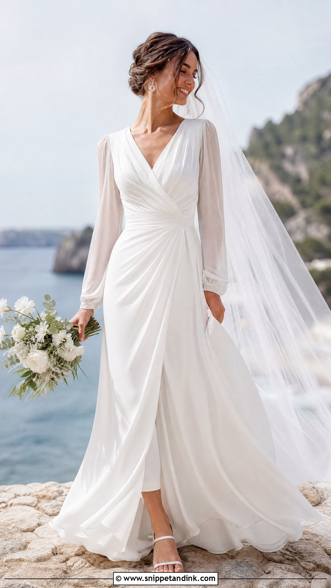 Georgette Draped Wedding Dress - Snippet and Ink - 20 Wedding Dress Material Ideas