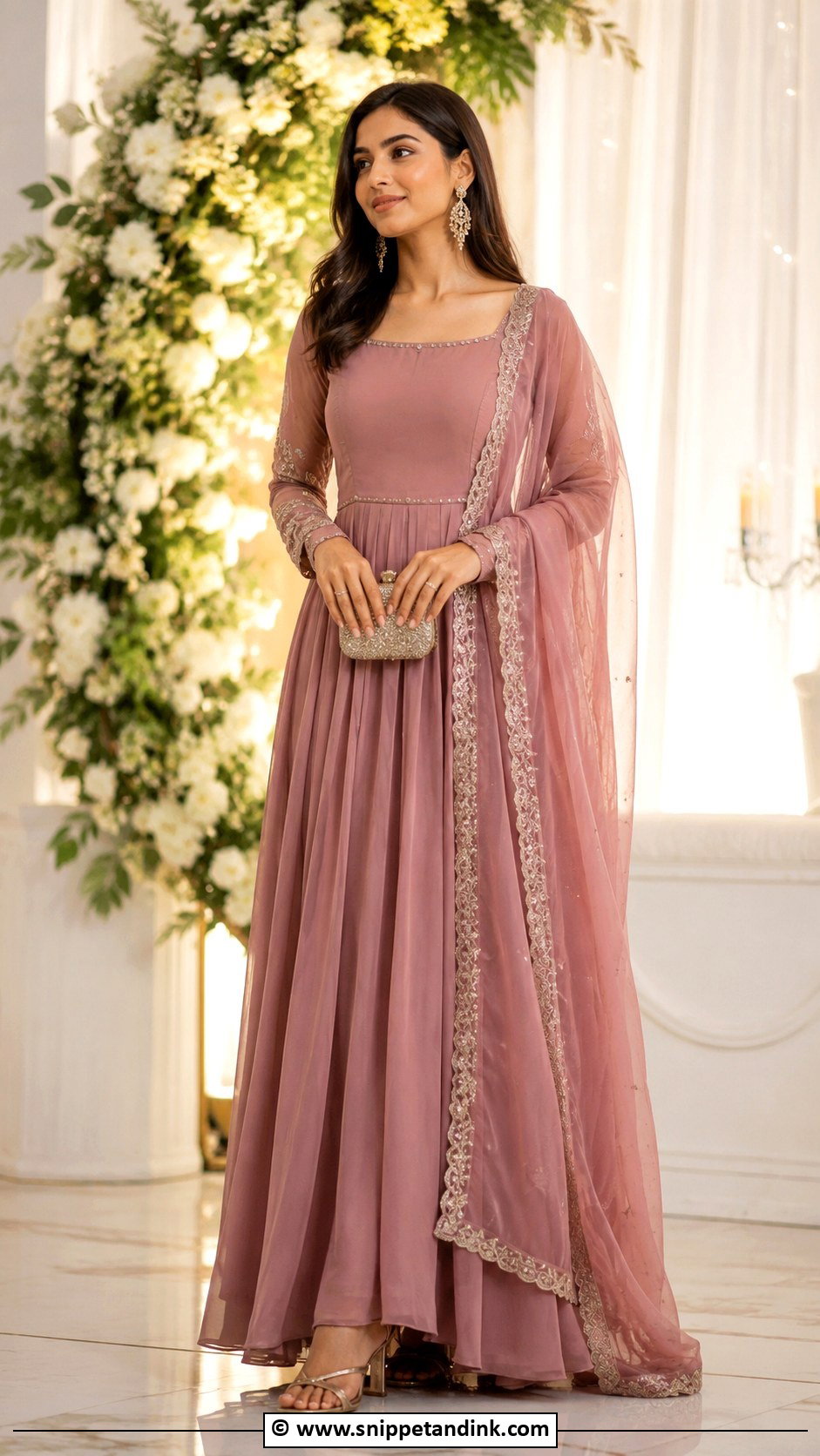 Georgette Gown With Dupatta - Snippet and Ink - 30 Gown with Dupatta Ideas