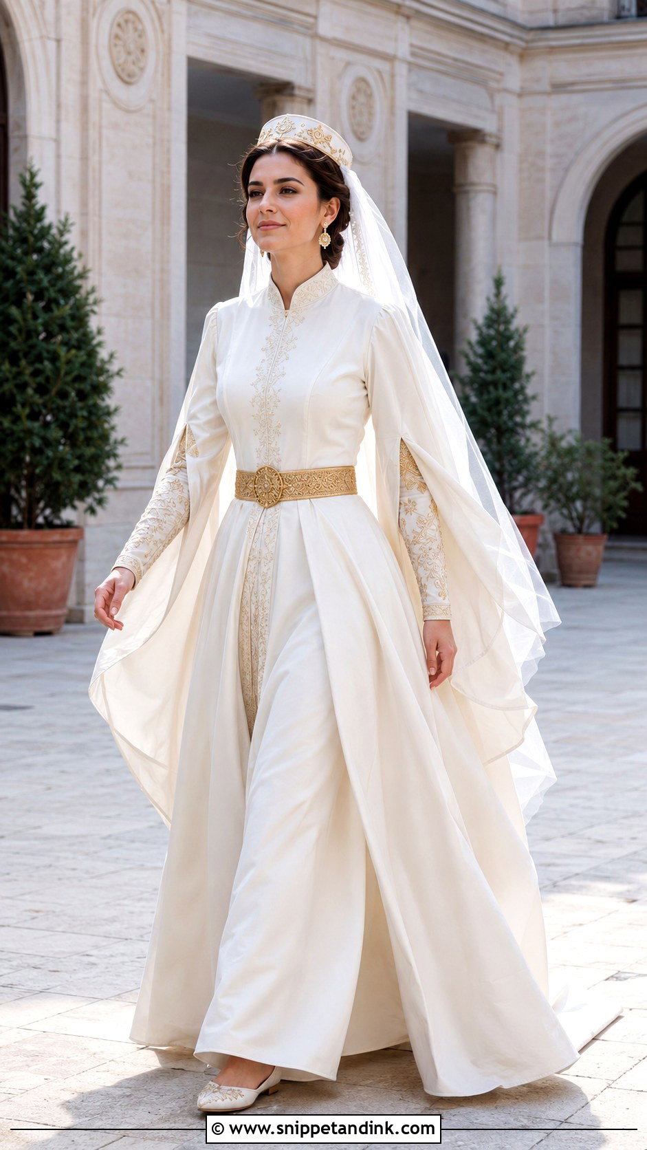 Georgian Wedding Dress With Split Sleeves - Snippet and Ink - 20 Georgian Traditional Wedding Dress Ideas