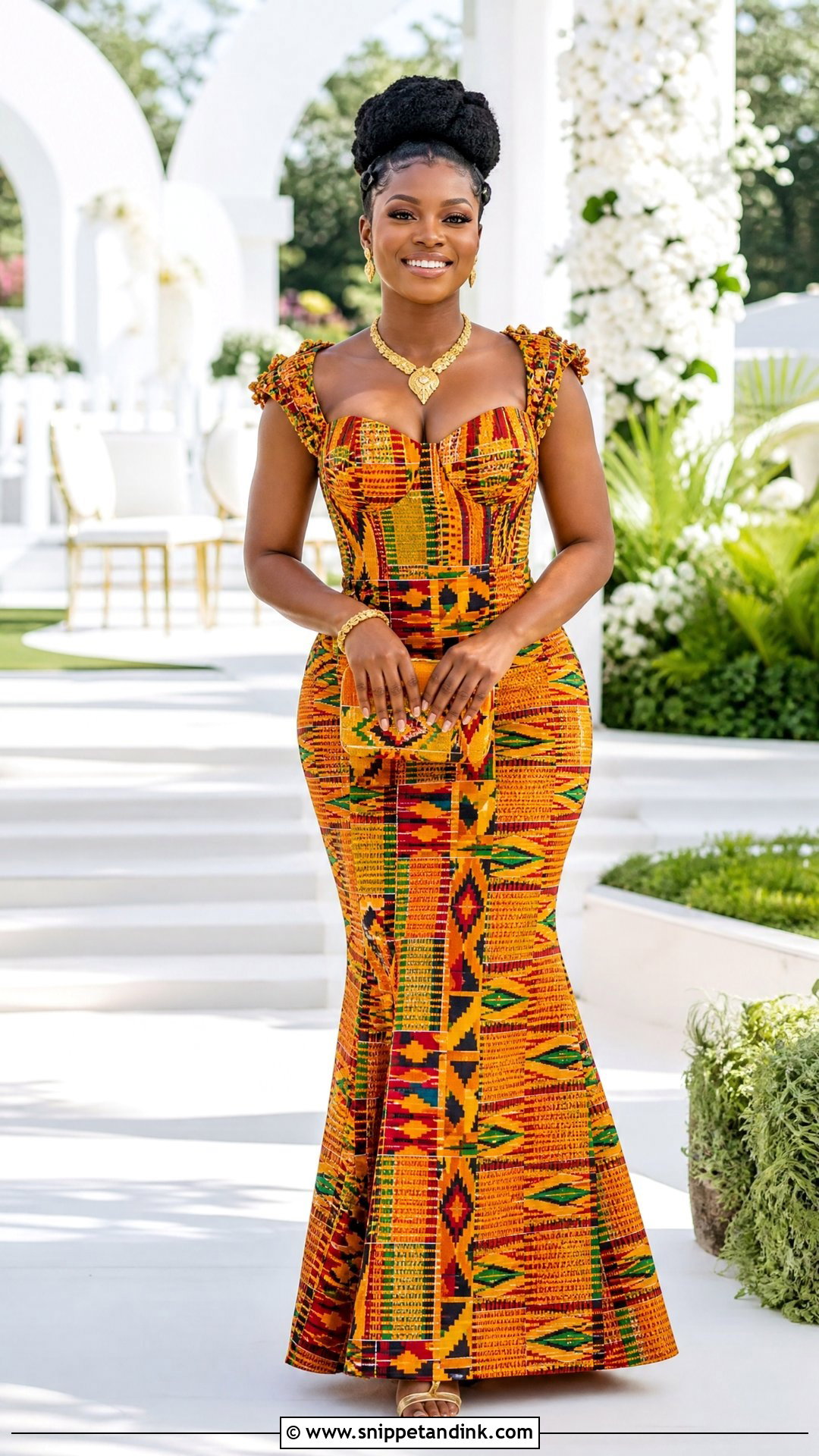Ghanaian Kente Bridal Dress - Snippet and Ink - 20 Traditional Wedding Dress for Bride Ideas