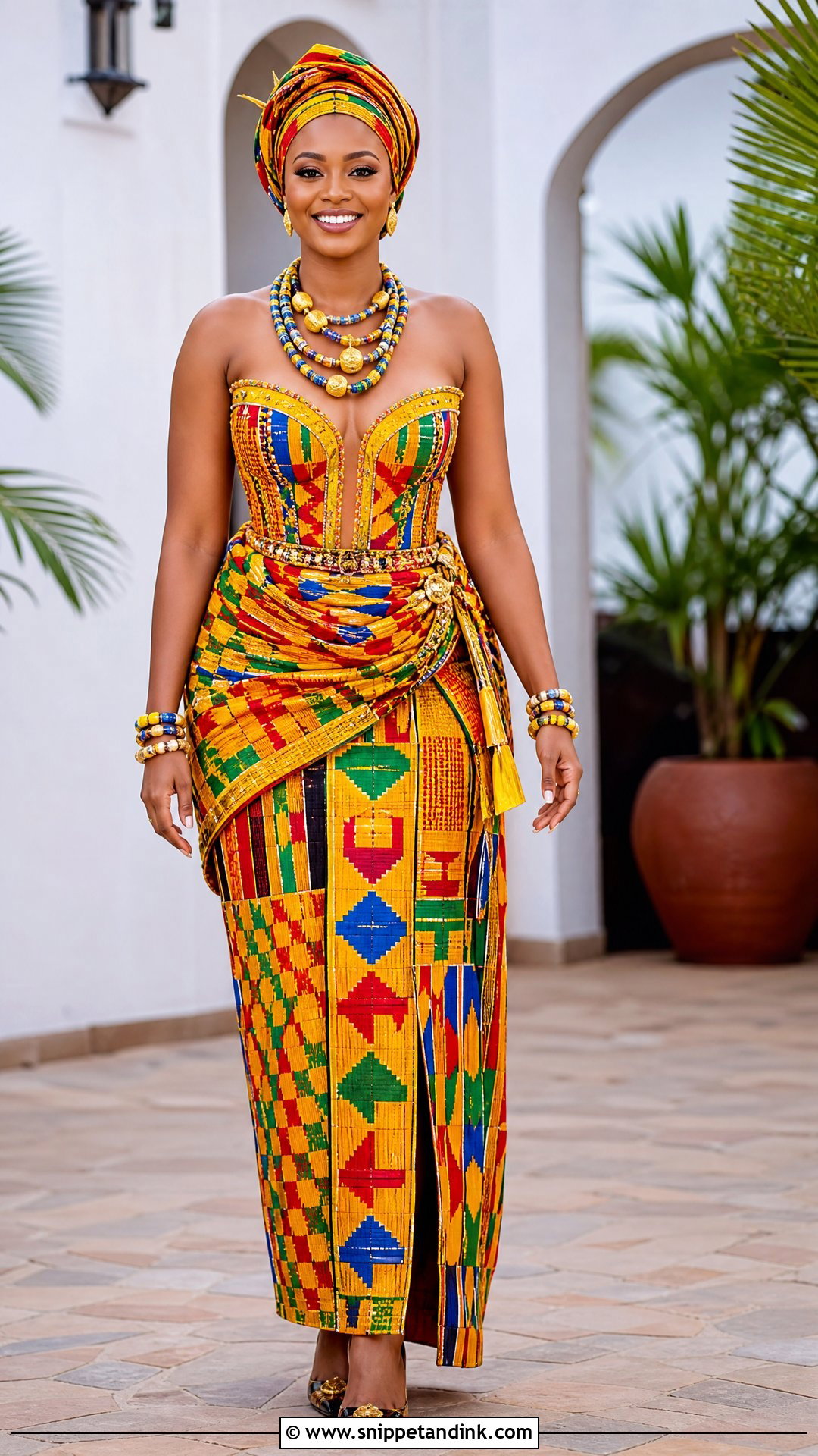 Ghanaian Kente Bridal Outfit - Snippet and Ink - 20 Traditional Marriage Dress Ideas