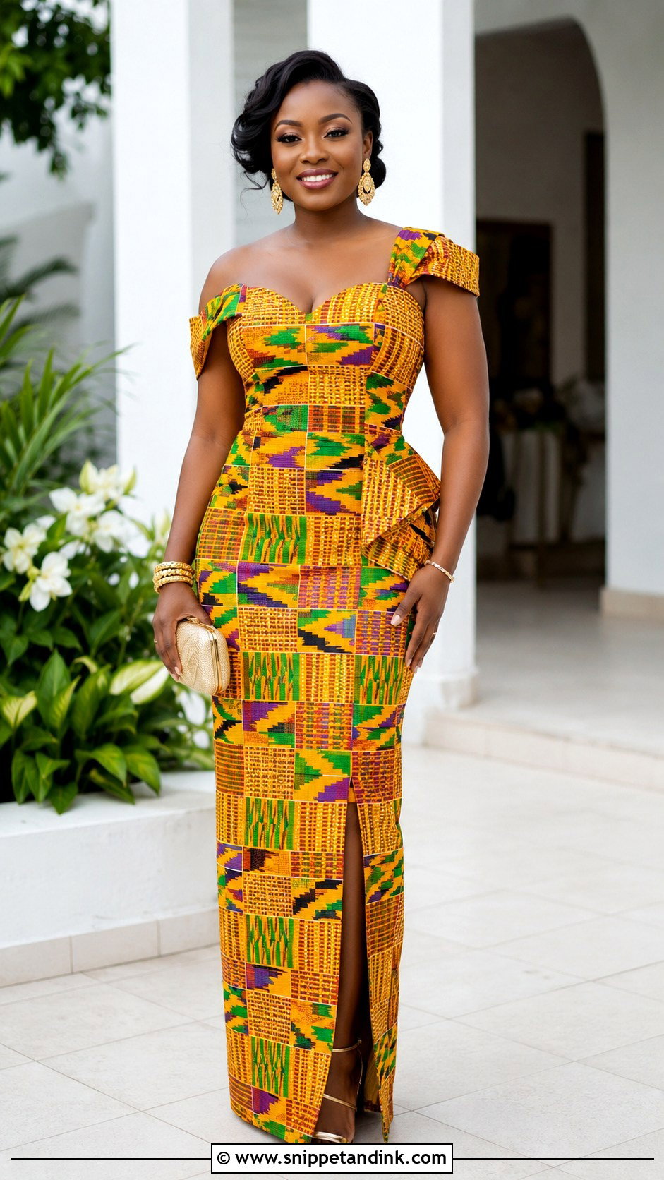 Ghanaian Kente Wedding Outfit - Snippet and Ink - 20 Traditional Wedding Outfits for Ladies