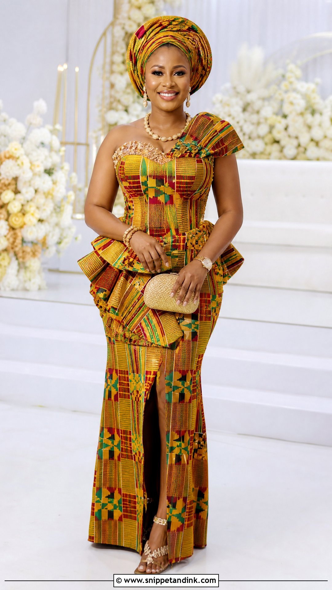 Ghanaian Kente Wedding Outfit - Snippet and Ink - 25 Traditional Wedding Outfits