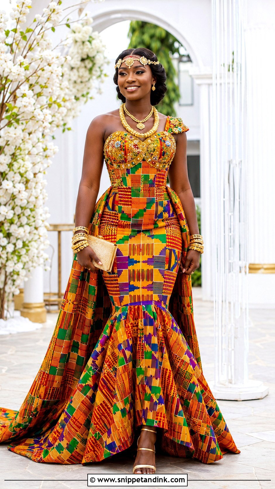 Ghanaian Kente Wedding Outfit - Snippet and Ink - 20 Traditional African Wedding Outfits