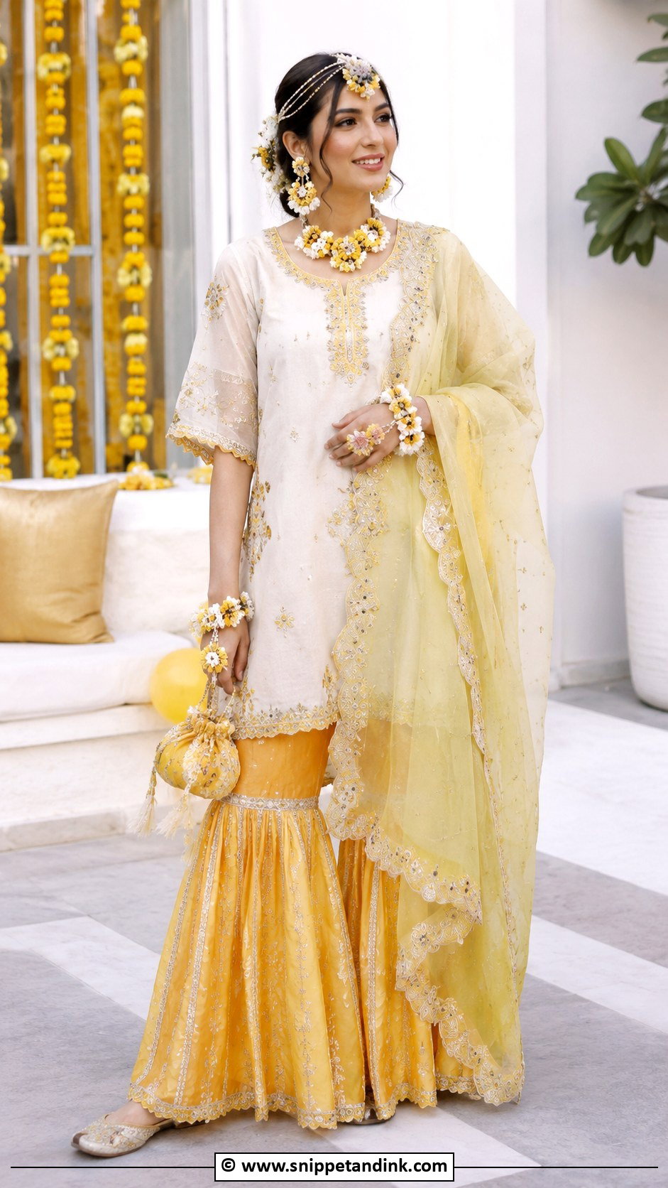 Gharara Haldi Outfit For Bride - Snippet and Ink - 30 Best Haldi Outfits for Brides