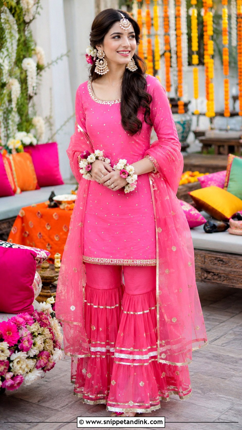 Gharara Mehendi Outfit For Bride - Snippet and Ink - 30 Unique Mehendi Outfits for Bride