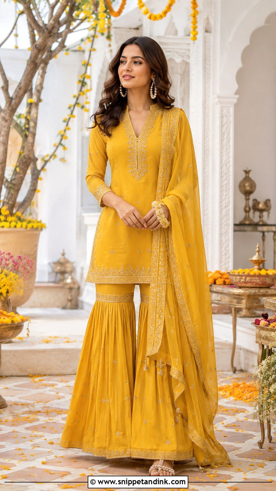 Gharara Set For Haldi - Snippet and Ink - 25 Indian Haldi Outfit Ideas