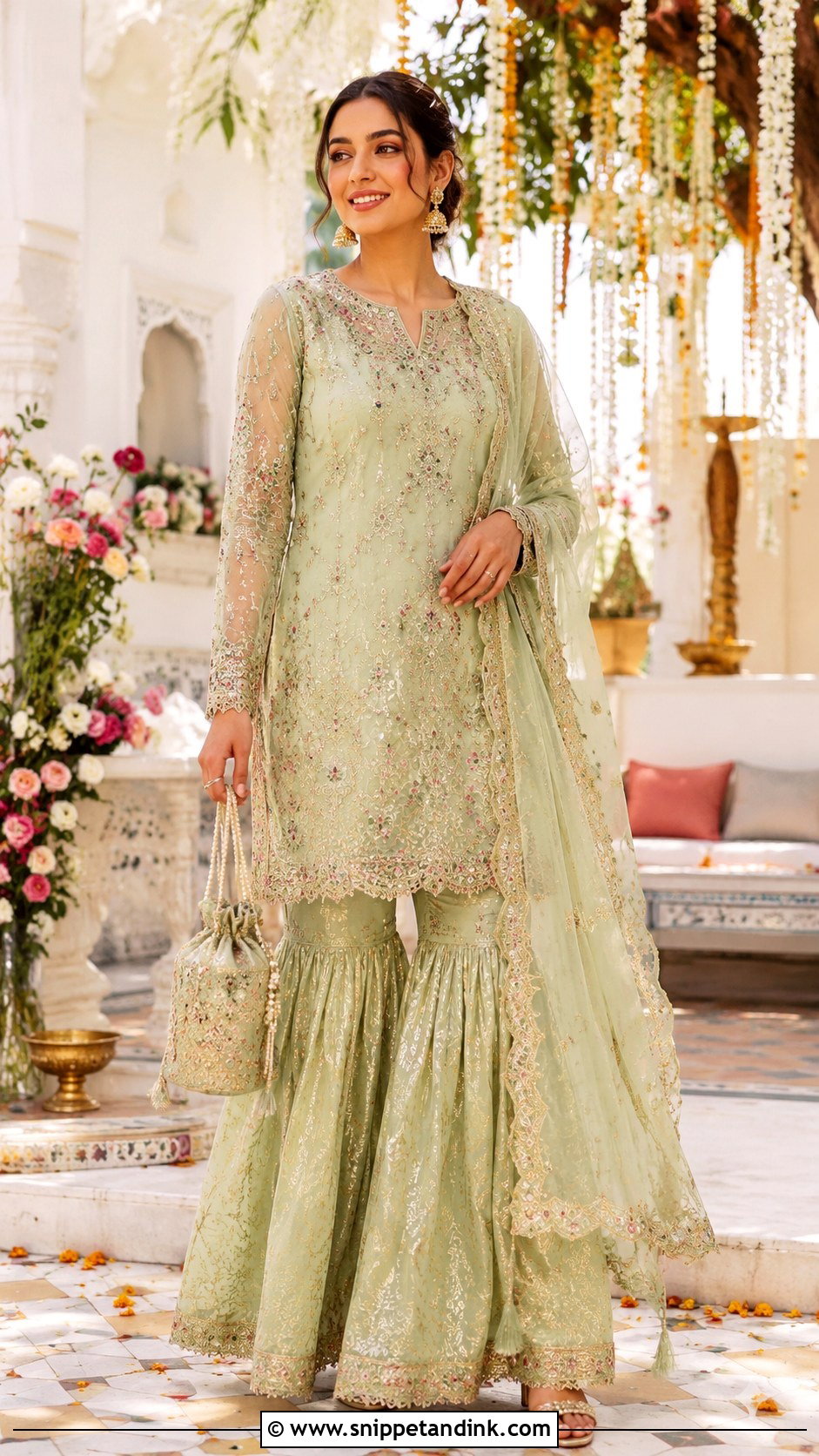 Gharara Set For Indian Summer Wedding - Snippet and Ink - 25 Indian Summer Wedding Outfits