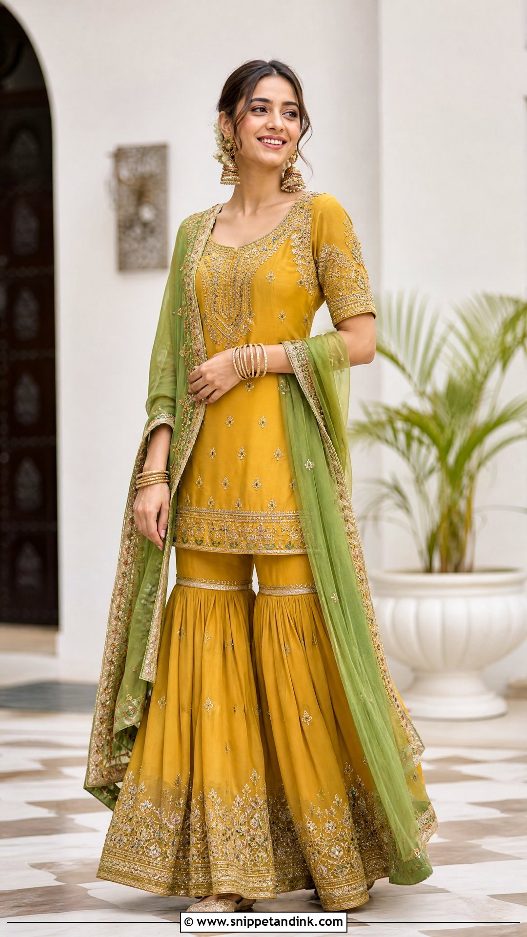 Gharara Set For Mehendi Function - Snippet and Ink - 25 Mehendi Function Outfit Ideas