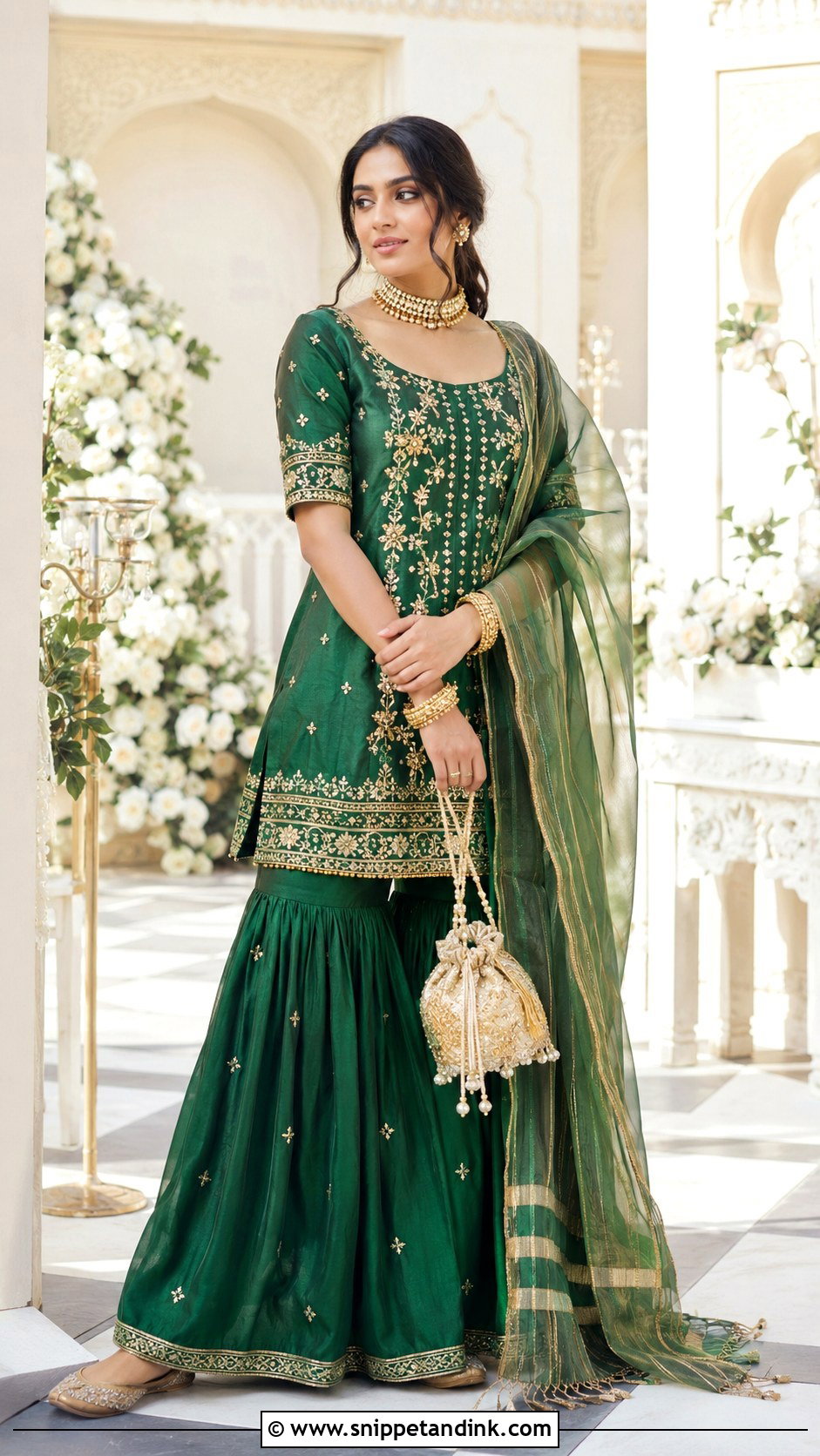 Gharara Set With Dupatta - Snippet and Ink - 20 Indian Wedding Dress Styles