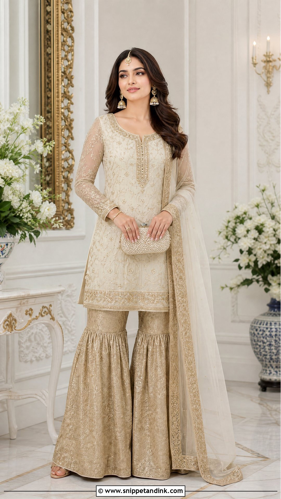 Gharara Set With Embellished Kurti - Snippet and Ink - 20 South Asian Clothes Ideas