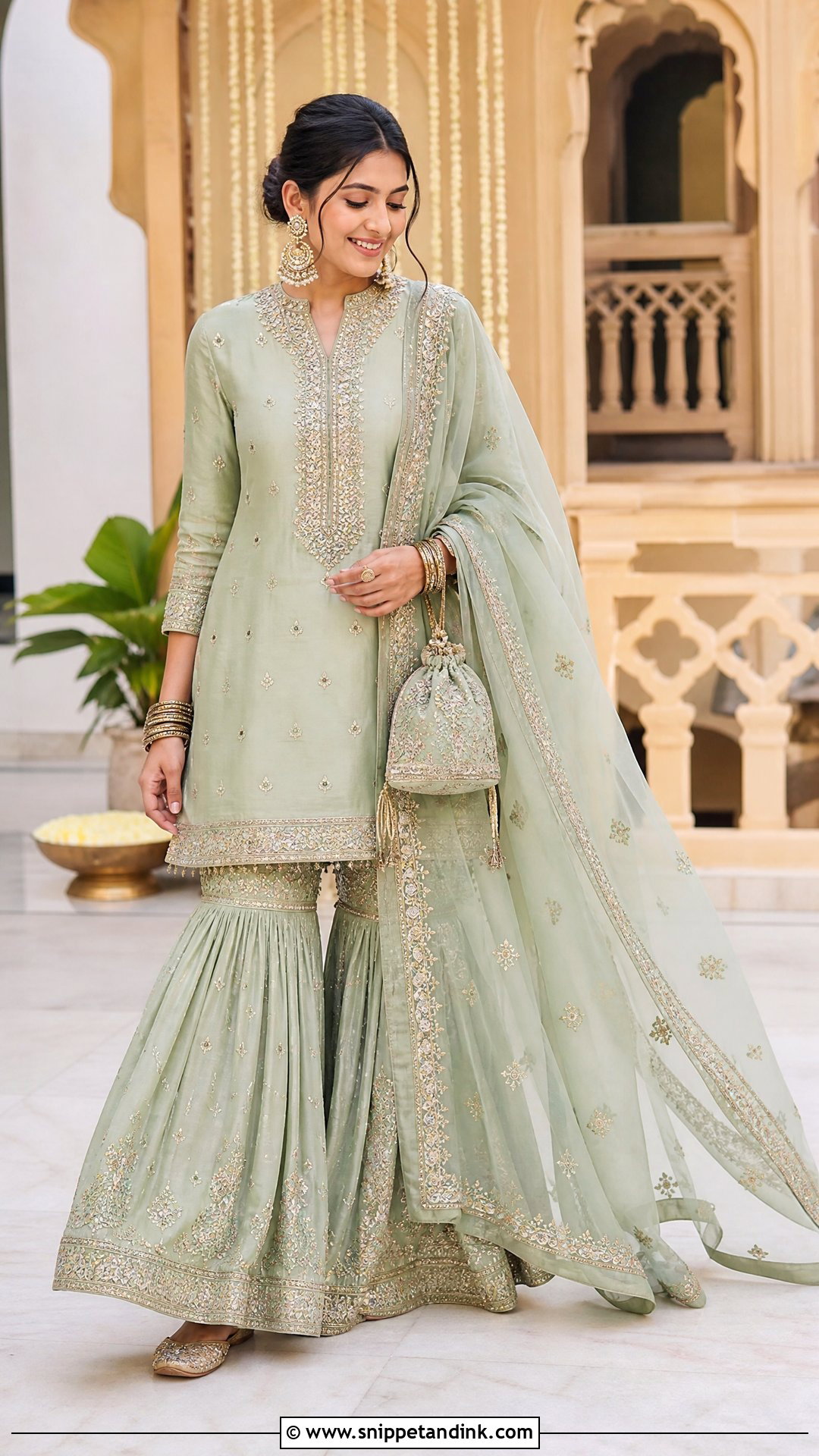 Gharara Suit Wedding Outfit - Snippet and Ink - 20 Wedding Outfit for Sister Ideas