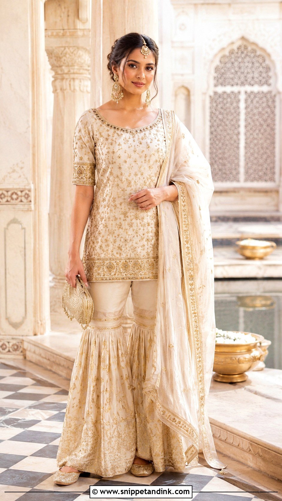Gharara Suit With Dupatta for Wedding - Snippet and Ink - 20 Indian Outfit for Wedding Ideas