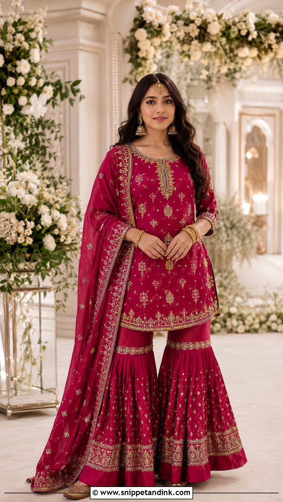 Gharara Suit With Elbow Length Sleeves - Snippet and Ink - 20 Indian Wedding Dresses with Sleeves