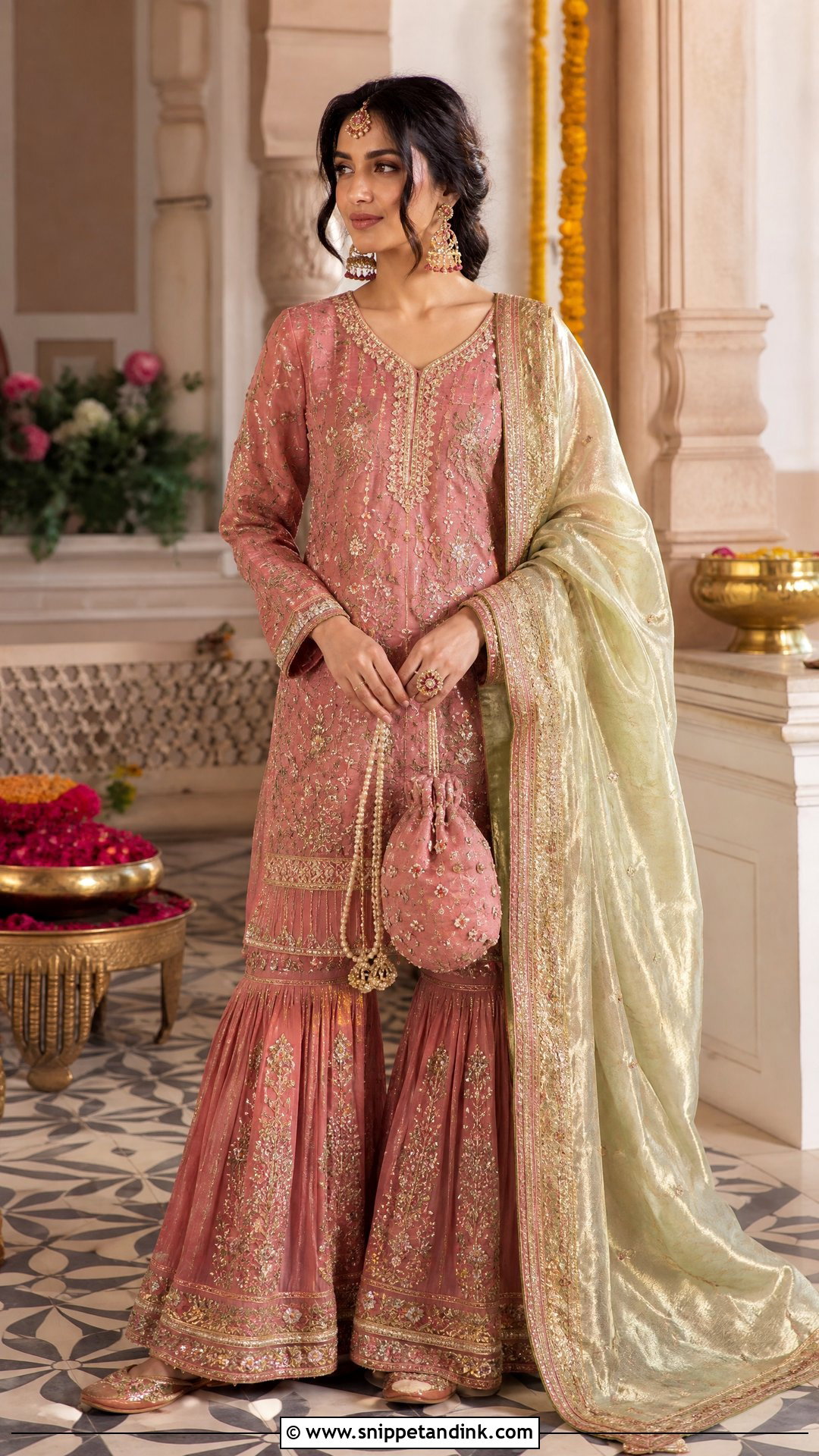 Gharara Wedding Salwar Suit With Short Kurta - Snippet and Ink - 20 Wedding Salwar Suits Party Wear