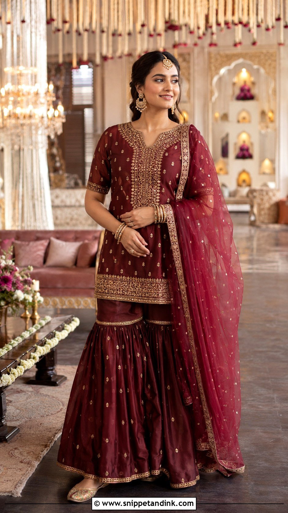 Gharara With Short Kurta For Indian Sangeet - Snippet and Ink - 20 Indian Sangeet Outfit Ideas