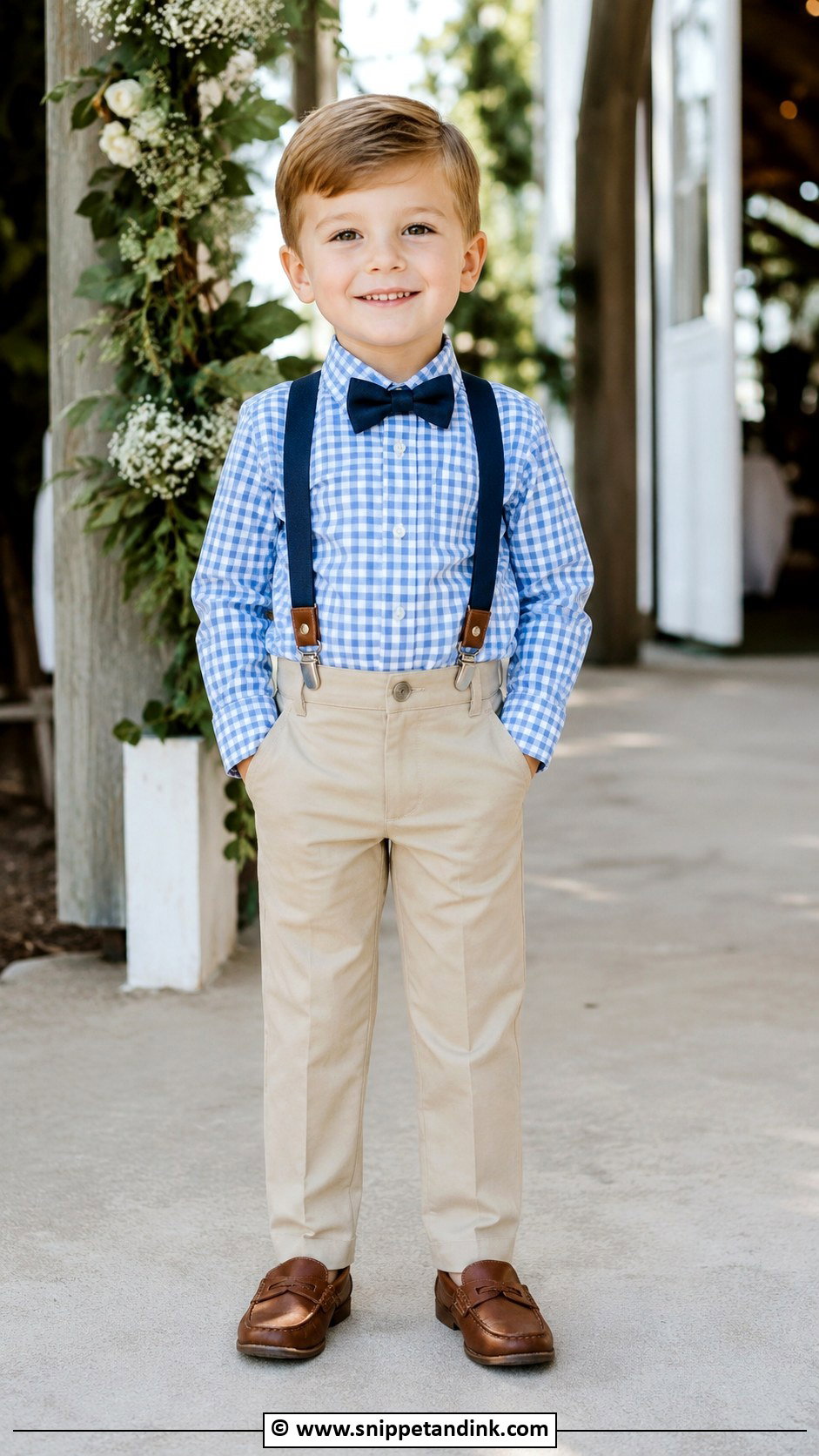 Gingham Shirt Ring Bearer Outfit - Snippet and Ink - 35 Ring Bearer Outfit Ideas