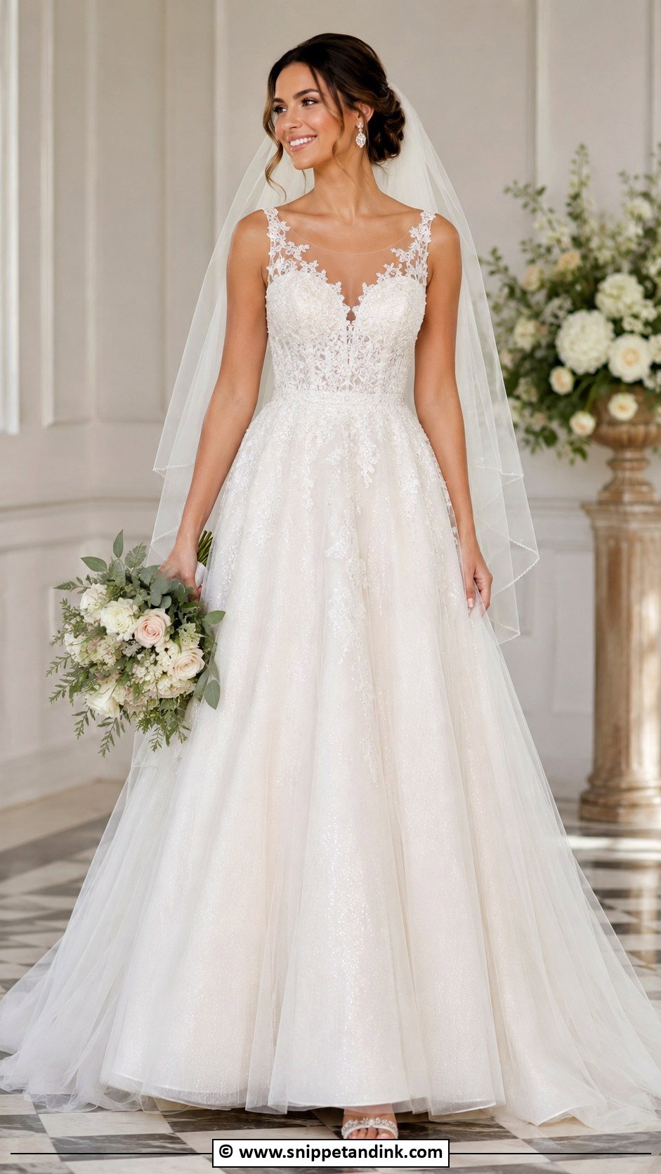 Glam A Line Wedding Dress - Snippet and Ink - 25 Glam Wedding Dress Ideas
