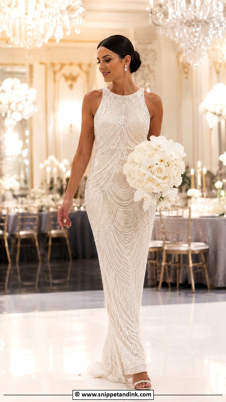 Glam Beaded Wedding Dress - Snippet and Ink - 30 Wedding Dress Aesthetic Ideas