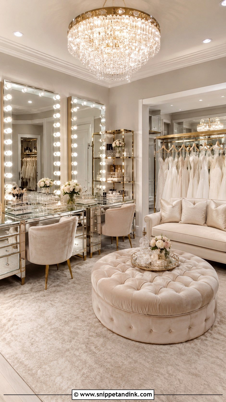 Glam Bridal Dressing Room - Snippet and Ink - 20 Bridal Dressing Room Ideas
