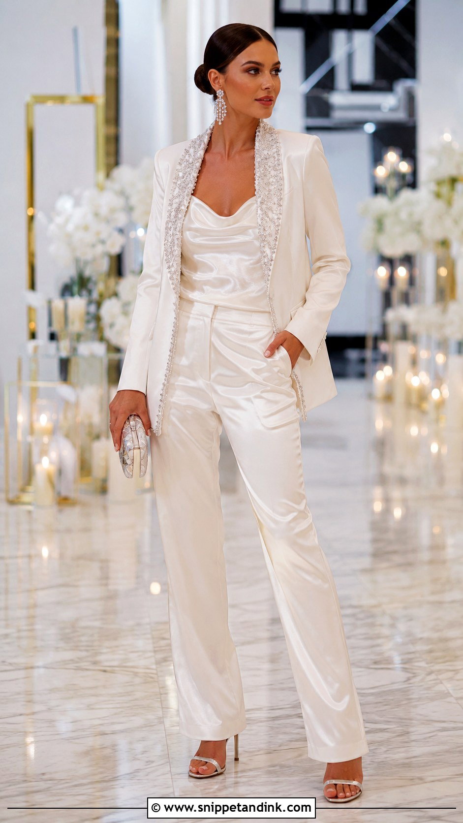 Glam Bridal Pantsuit - Snippet and Ink - 25 Bridal Pantsuit Ideas