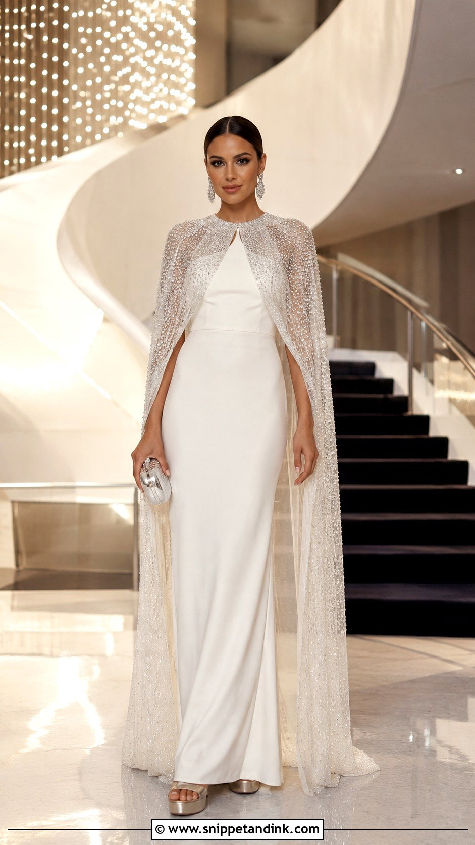 Glam Rock Wedding Dress With Rhinestone Cape - Snippet and Ink - 20 Rock Wedding Dress Ideas
