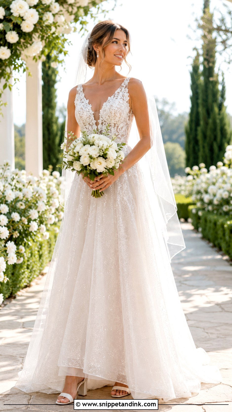 Glitter A Line Wedding Dress - Snippet and Ink - 30 Glitter Wedding Dress Ideas