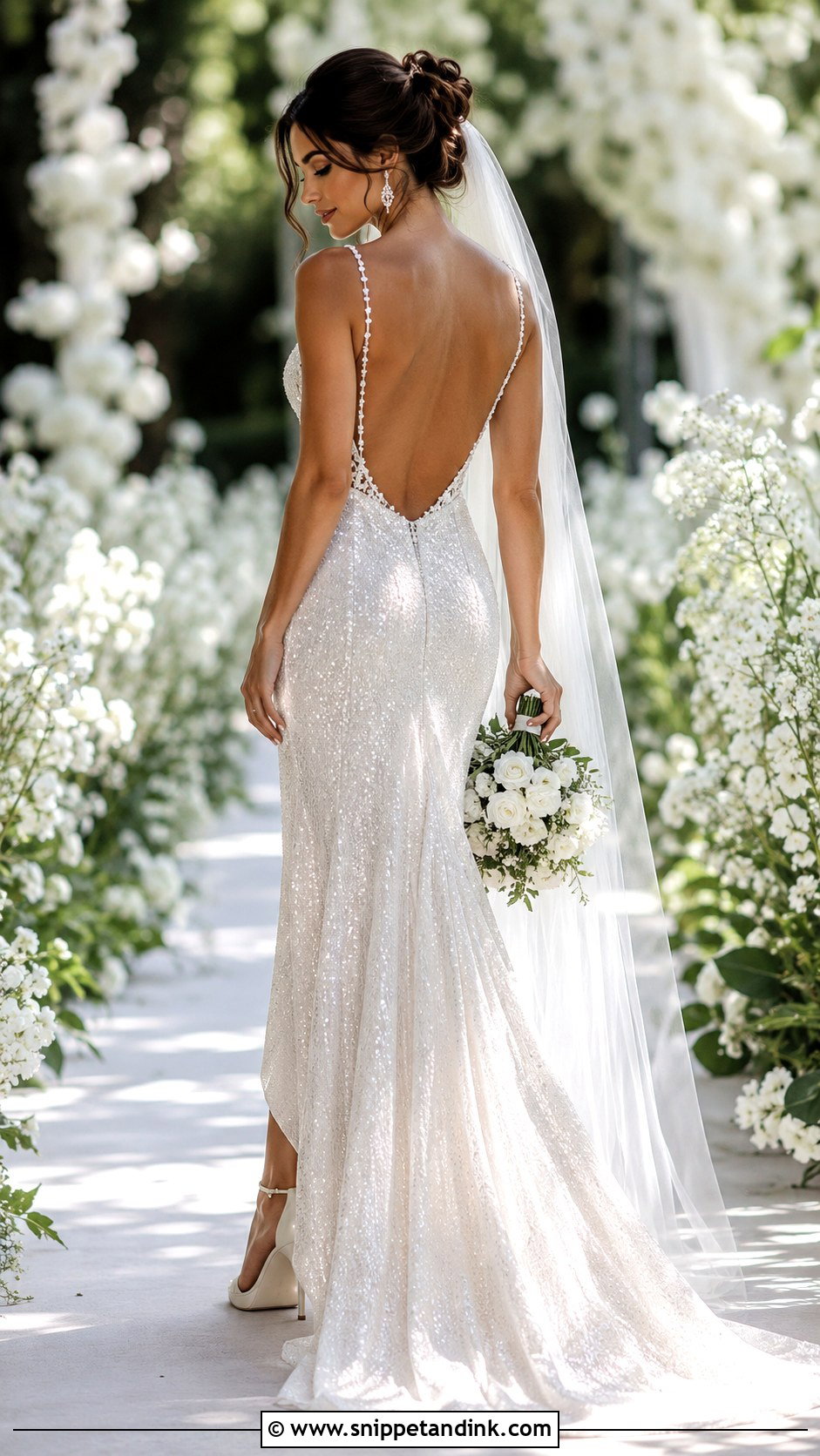 Glitter Backless Wedding Dress - Snippet and Ink - 30 Glitter Wedding Dress Ideas