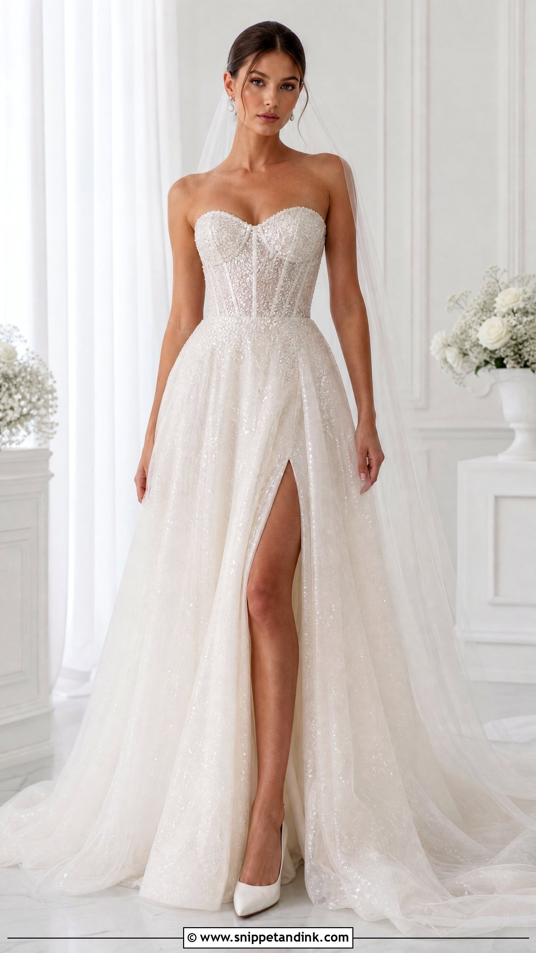 Glitter Corset Wedding Dress - Snippet and Ink - 25 Glittery Wedding Dresses