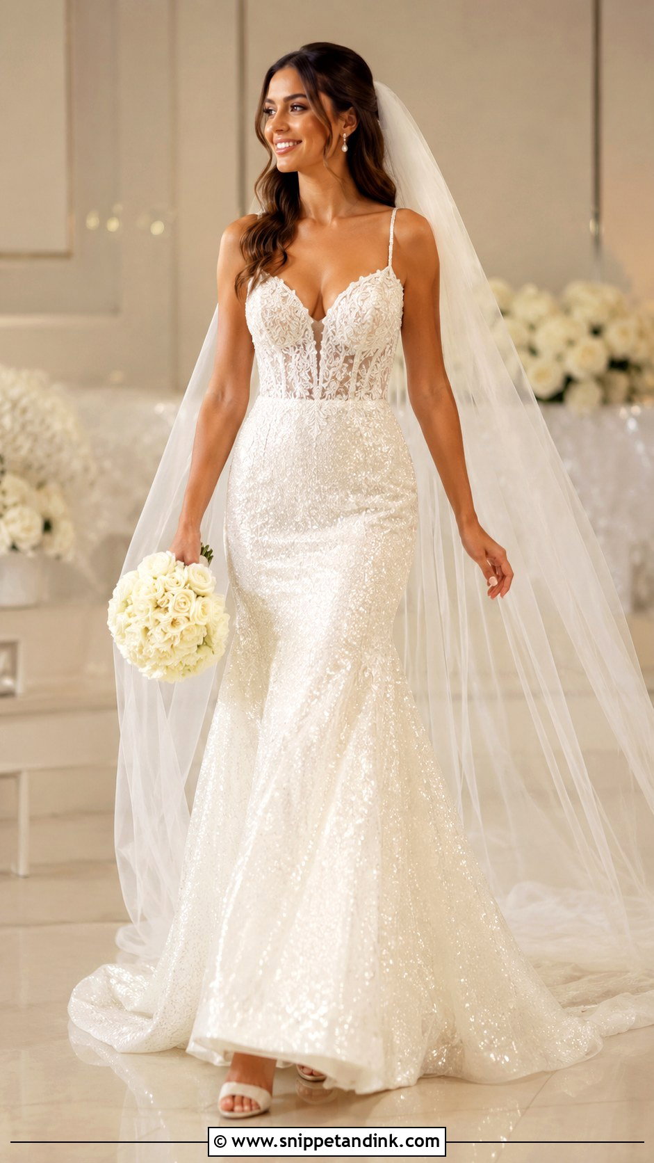 Glitter Fit And Flare Wedding Dress - Snippet and Ink - 30 Glitter Wedding Dress Ideas