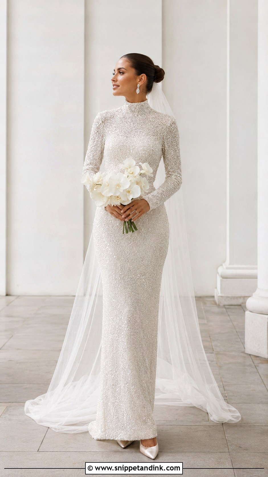 Glitter High Neck Wedding Dress - Snippet and Ink - 30 Glitter Wedding Dress Ideas
