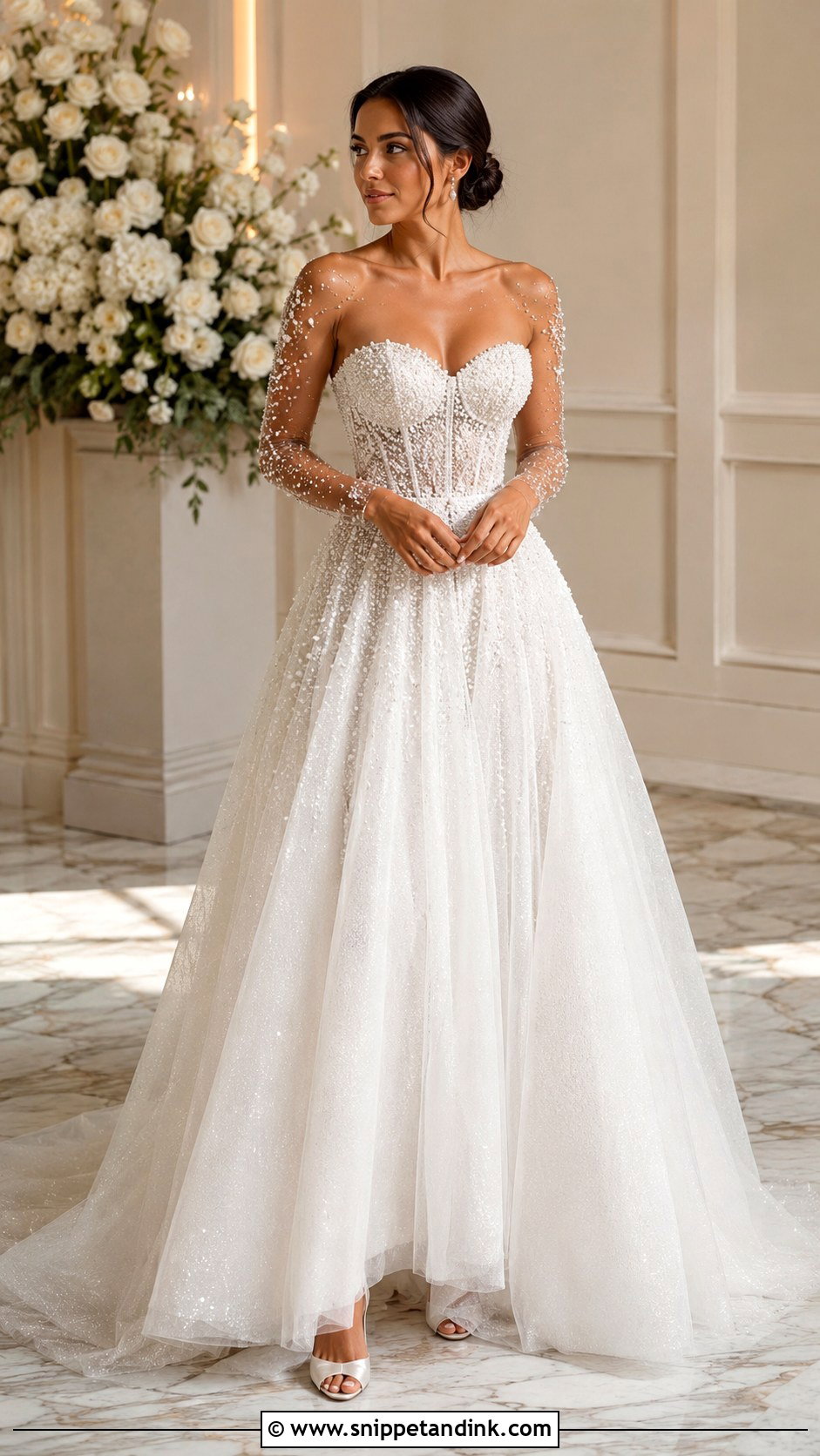 Glitter Pearl Wedding Dress - Snippet and Ink - 30 Glitter Wedding Dress Ideas