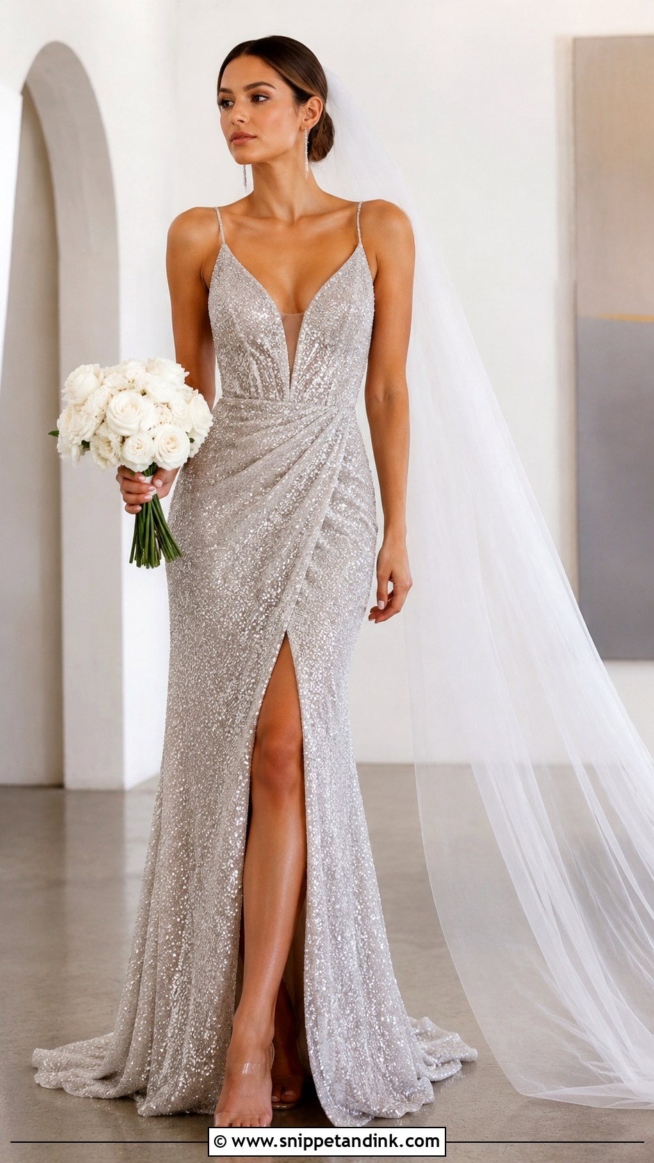 Glitter Silver Wedding Dress - Snippet and Ink - 30 Glitter Wedding Dress Ideas