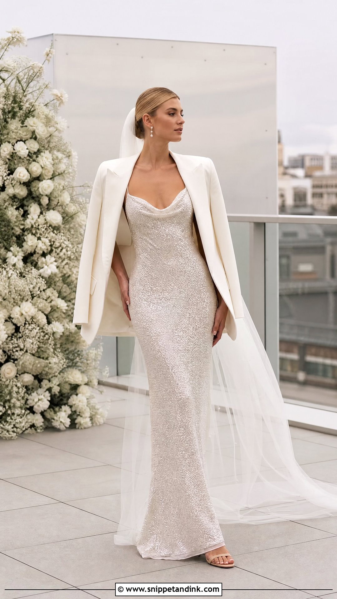 Glitter Slip Wedding Dress - Snippet and Ink - 25 Glittery Wedding Dresses