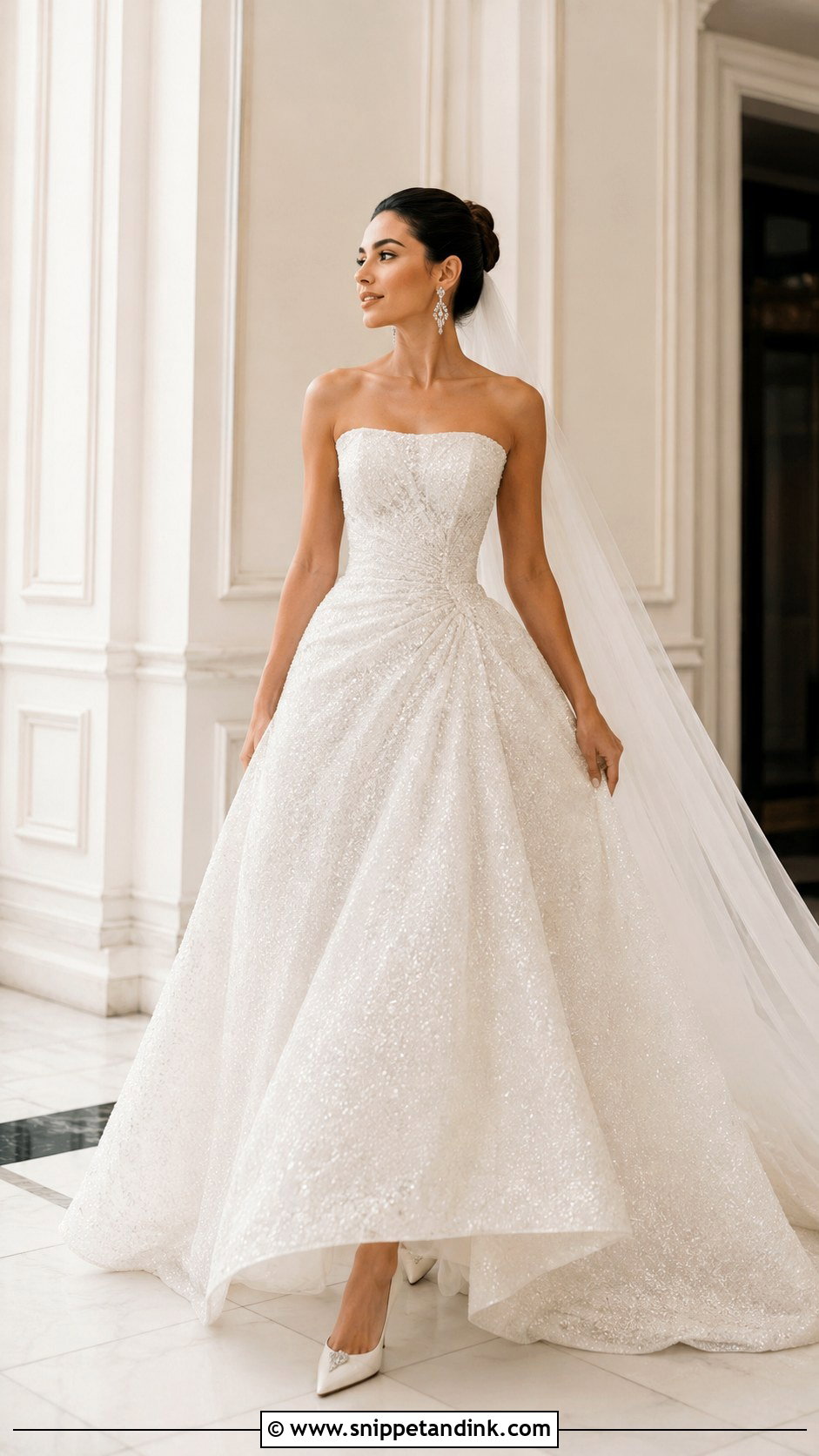 Glitter Strapless Wedding Dress - Snippet and Ink - 30 Glitter Wedding Dress Ideas