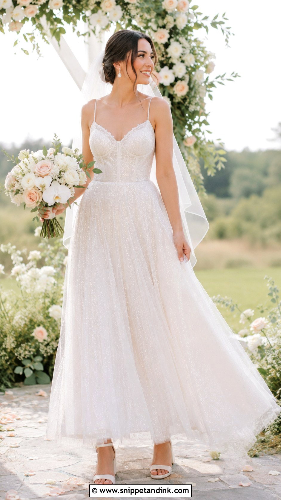 Glitter Tulle A Line Wedding Dress - Snippet and Ink - 20 Bling Sparkle Wedding Dresses