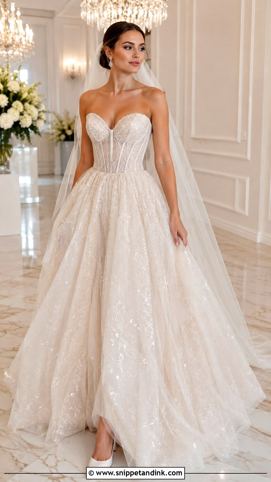 Glitter Tulle Ball Gown Wedding Dress - Snippet and Ink - 20 Glittery Wedding Dress Ideas