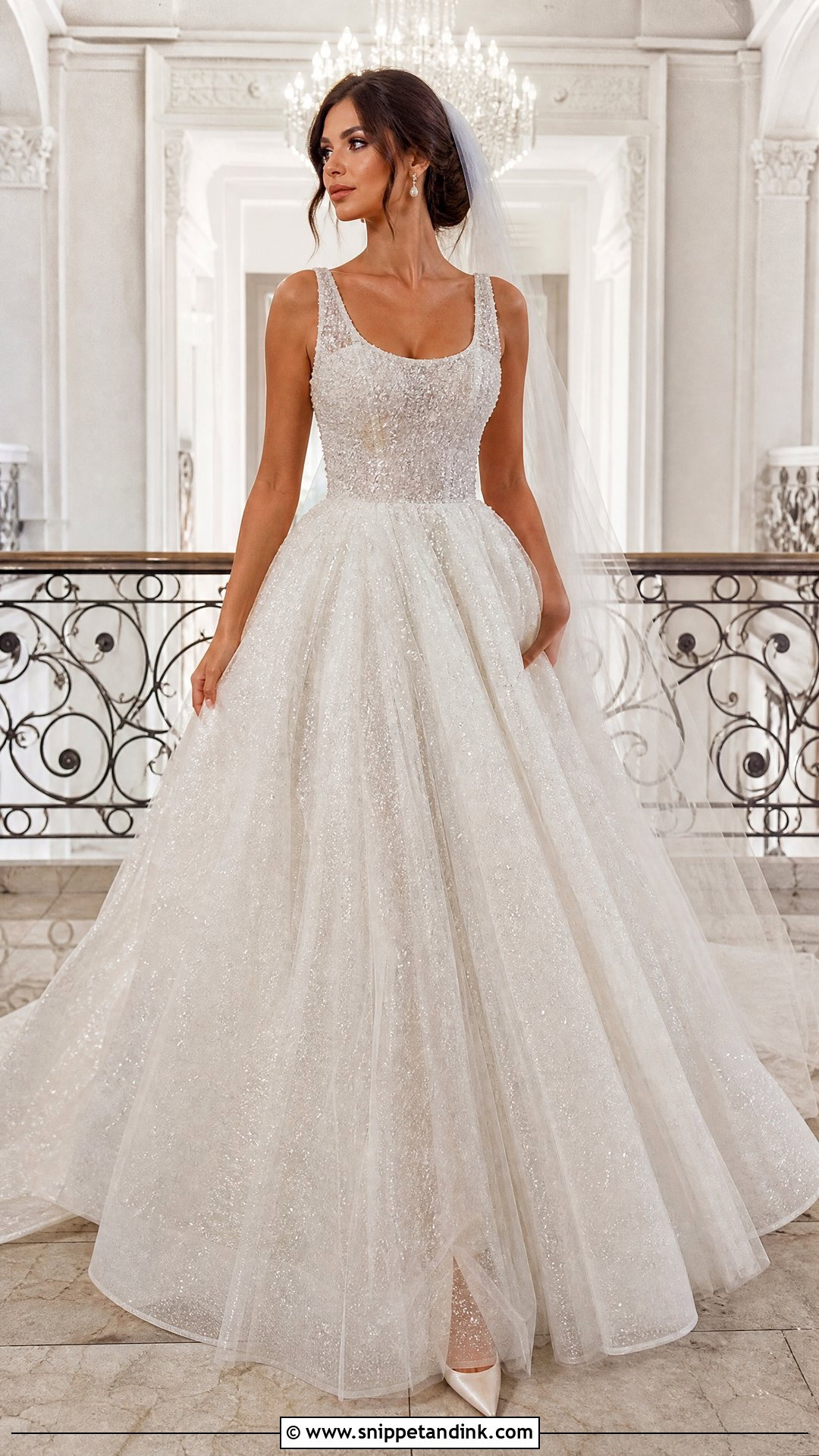 Glitter Tulle Ball Gown Wedding Dress - Snippet and Ink - 25 Glittery Wedding Dresses