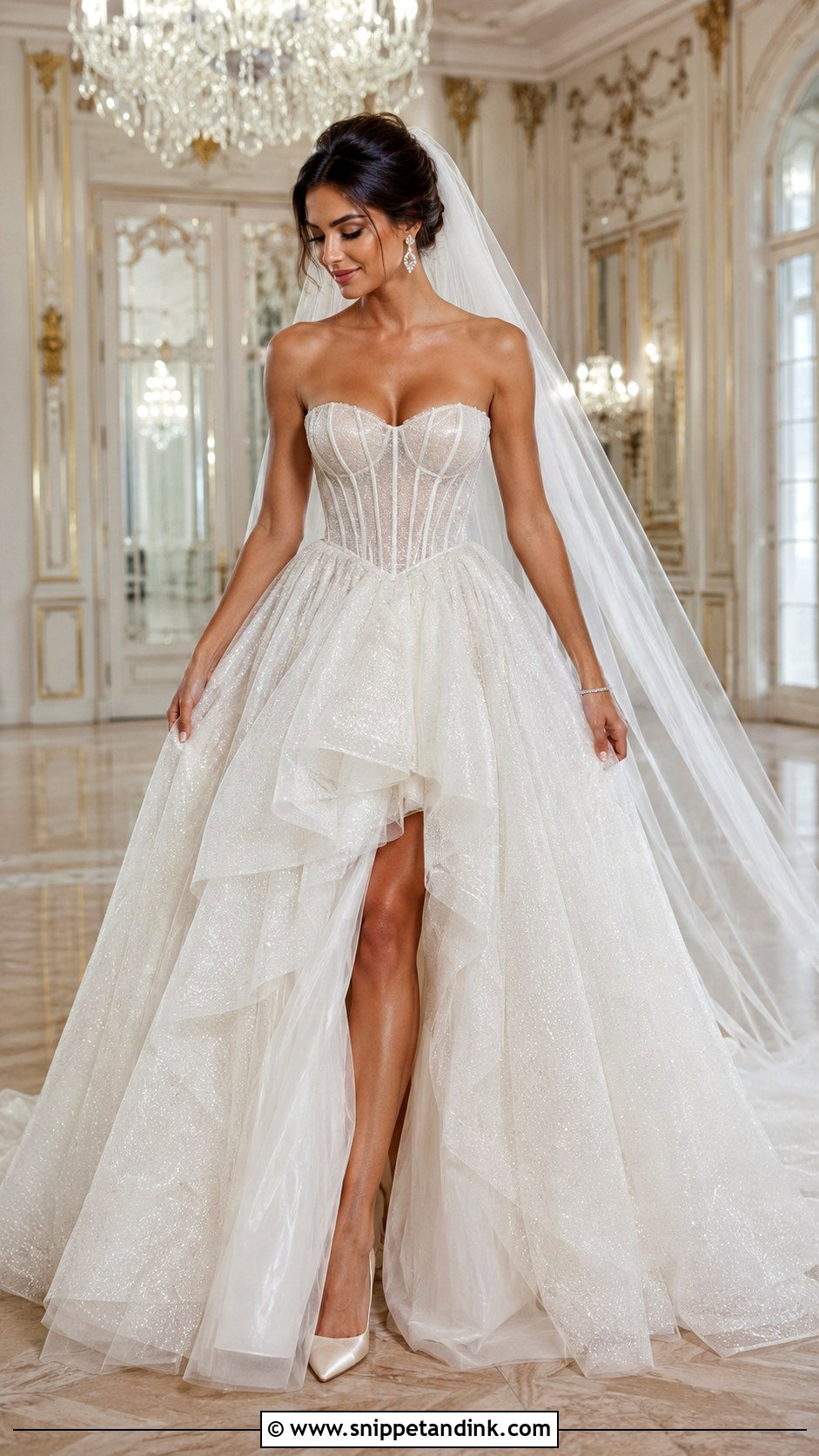 Glitter Tulle Corset Ballgown Wedding Dress - Snippet and Ink - 20 Ballgown Wedding Dress Sparkly Ideas