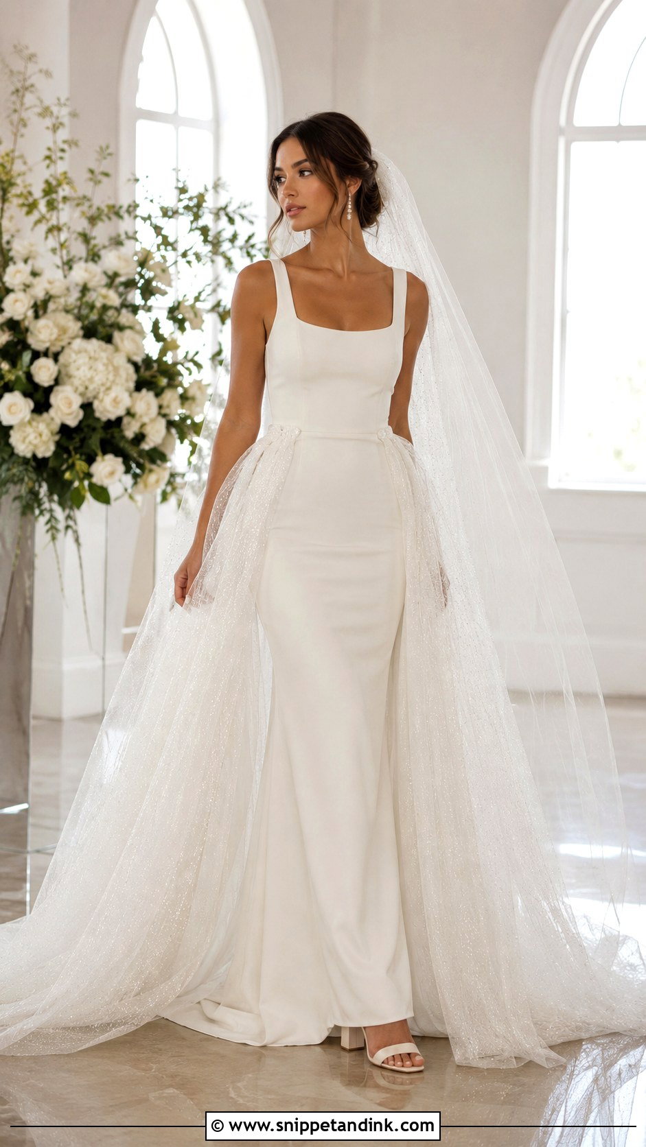 Glitter Tulle Overskirt Wedding Dress - Snippet and Ink - 20 Shiny Wedding Dress Ideas
