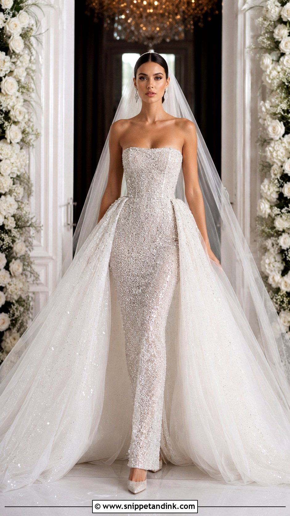 Glitter Wedding Dress With Detachable Overskirt - Snippet and Ink - 20 Glittery Wedding Dress Ideas