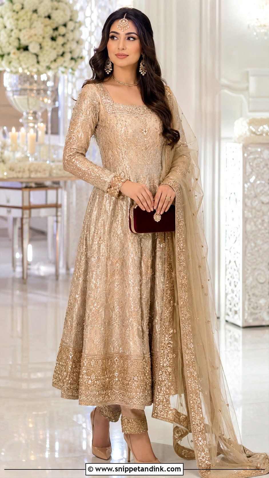 Gold Afghan Bridal Dress With Matching Dupatta - Snippet and Ink - 20 Afghan Bridal Dress Ideas