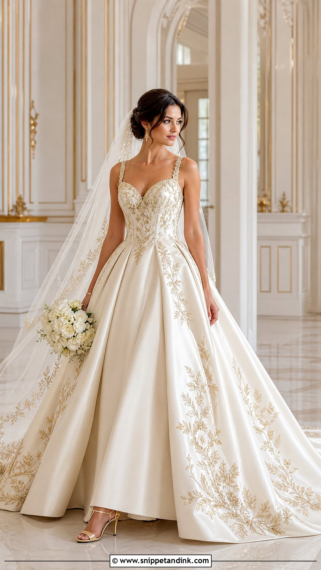 Gold And Ivory Wedding Dress - Snippet and Ink - 20 Pop of Color Wedding Dress Ideas