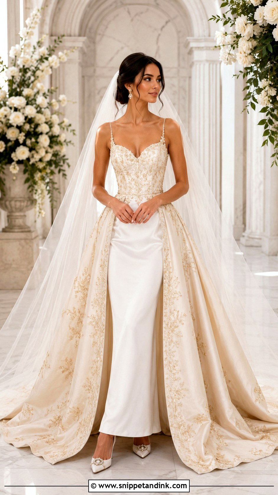 Gold And White Bridal Dress - Snippet and Ink - 20 Gold Bridal Dress Ideas