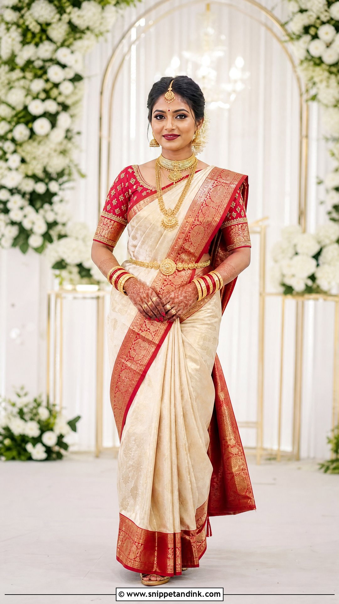 Gold And White Bridal Kolka Design - Snippet and Ink - 25 Bridal Kolka Design Ideas