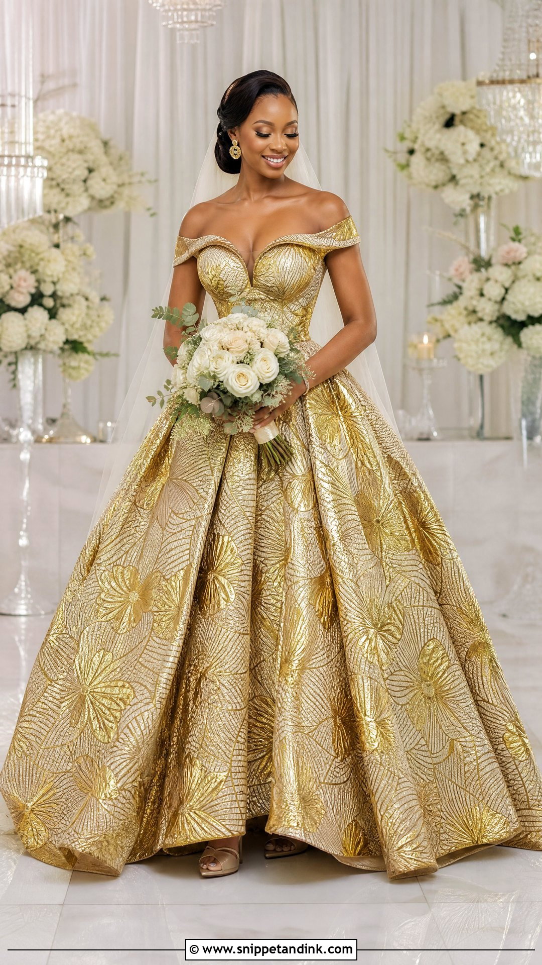 Gold Ankara Bridal Dress - Snippet and Ink - 25 Ankara Bridal Dress Styles